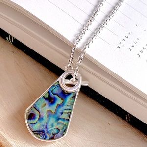 Lucky Brand Reversible Abalone and Imitation Pearl Toggle Necklace